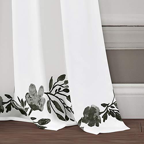 Lush Decor Tanisha Curtains Room Darkening Floral Vine Print Design Window Panel Set (Pair), 52" W x 84" L, Yellow & Gray