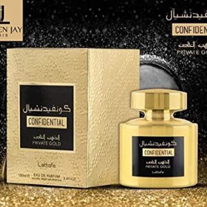 Lattafa Perfumes Confidential Private Gold EDP - Eau De Parfum 100ML (3.4 oz) | Long-Lasting Spray | Gold Bottle I by Lattafa