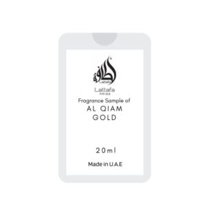 Al Qiam Gold Tester EDP - Eau De Parfum Unisex 20ml | Saffron, Raspberry Patchouli, Leather Amber, Oud, Guaiac Wood, Vetiver, Benzoin | Grapefruit, Ginger, Ambrox, Sandalwood, Vetiver, Musk | By Lattafa Perfumes