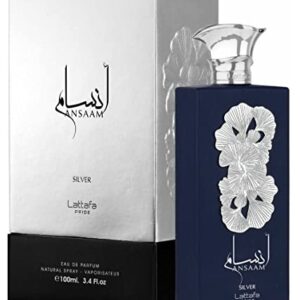 Ansaam Gold & Silver EDP-Eau De Parfum 100ml(3.4 oz) Unisex | Pear, Mandarin, Rose, Jasmine, Candy, Raspberry, Vanilla, Musk, Davana, Cardamom, Bergamot, Amber, Lavender | by Lattafa Perfumes