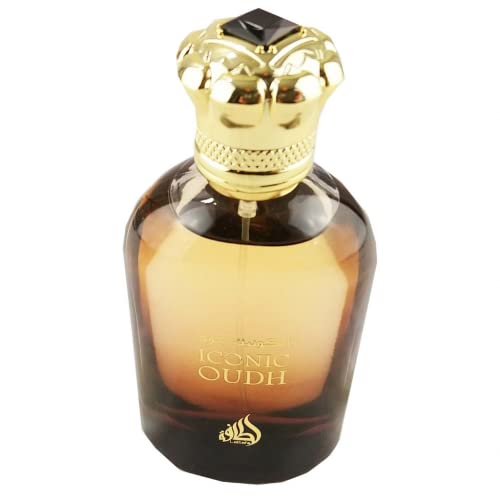 Iconic Oudh EDP (Eau de Parfum) - 100ML (3.4oz) I Delicate Oud (Agarwood) I Delicate, sweet and extraordinary I Rich woodsy notes joined with Summer Turkish roses I go-to scent for uncommon events I by Lattafa Perfumes