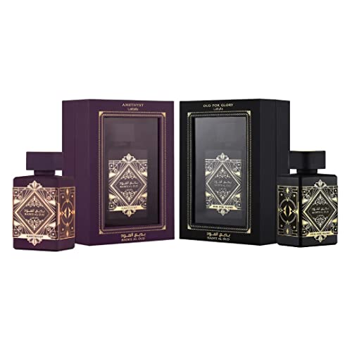 Lattafa Perfumes Bade'e Al Oud for Glory & Amethyst EDP - Eau de Parfum 100ml(3.4oz) | Saffron, Lavender, Nutmeg, Musk, Patchouli, Rose, Jasmine & Bergamot