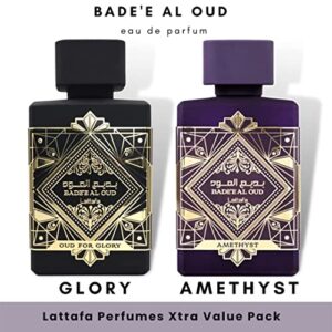 Lattafa Perfumes Bade'e Al Oud for Glory & Amethyst EDP - Eau de Parfum 100ml(3.4oz) | Saffron, Lavender, Nutmeg, Musk, Patchouli, Rose, Jasmine & Bergamot