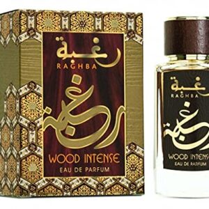 Raghba EDP (Eau De Parfum) I Middle Eastern baked sweets in a spice market scent I Warm, cozy, and smoky Vanilla add a sweet, elegance I Long - lasting and Great Silliage I by Lattafa Perfumes (Raghba Woody Intense)