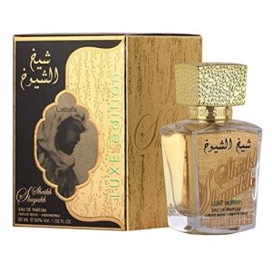 lattafa perfumes sheikh al shuyukh luxe edp-30ml (eau de parfum) | long-lasting everyday essential | oriental, spicy fragrance with notes of cinnamon, saffron, and woods | deep & refreshing