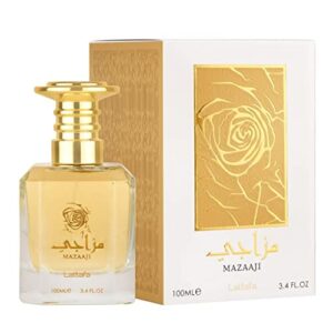 lattafa perfumes mazaaji for women edp – 100ml (3.4 oz) i bright, shimmering white floral fragrance i soft, feminine fragrance with white musk and floral notes i suitable for everyday wear i