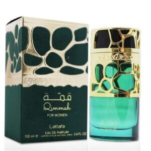qimmah for women edp (eau de parfum) – 100ml (3.4 oz) i elegant, tempting oriental perfume i ideal for any occasion i featuring notes: cedar, oudh, myrrh, amber, lavender i not too sweet, spicy or overwhelming i by lattafa perfumes