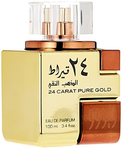 Lattafa 24 Carat Pure Gold for Unisex Eau de Parfum Spray, 3.4 Ounce