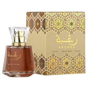 lattafa perfumes raghba edp (eau de parfum) i middle eastern baked sweets in a spice market scent i warm, cozy, and smoky vanilla add a sweet, elegance i long – lasting and great silliage i