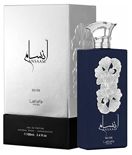 Lattafa Ansaam Silver Eau De Parfum Spray for Unisex, 3.4 Ounce