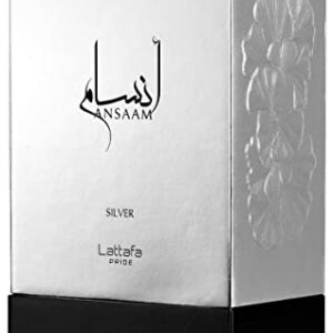 Lattafa Ansaam Silver Eau De Parfum Spray for Unisex, 3.4 Ounce