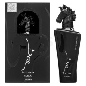 lattafa perfumes maahir black edition eau de parfum – edp 100ml(3.4 oz) i bold and rich oud fragrance i sandalwood, musk and vanilla notes i signature arabian perfumery i
