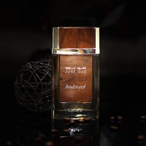 Lattafa Perfumes Just Oud Boulevard EDP-100 ML (3.4 oz) I Blends spices,agarwood notes with softness of saffron I Agarwood (Oud),Guaiac Wood, Vanilla,Leather I Suitable for any Occasion I by Lattafa