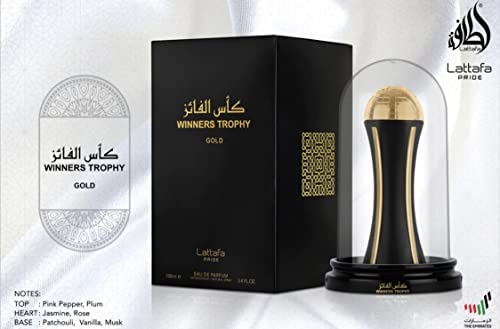 Lattafa Perfumes Al Khas Winners Trophy Gold Edp - Eau De Parfum 100ml(3.4 Oz) Unisex | Pink Pepper, Plum, Jasmine, Rose, Patchouli, Vanilla, Musk