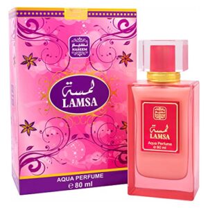 naseem lamsa aqua perfume alcohol free with composition of rose fruity vanilla musk long lasting arabian fragrance for women extrait de parfum 2.7 fl oz