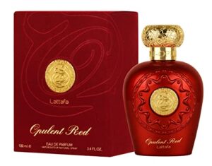 lattafa perfumes opulent red for unisex eau de parfum spray, 3.4 ounce (137662)
