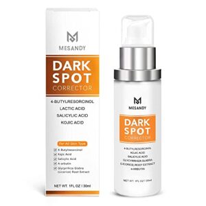 MESANDY Dark Spot Corrector, Dark Spot Remover For Face and Body Serum Formulated with Advanced Ingredient 4-Butylresorcinol, Kojic Acid, Lactic Acid, Salicylic Acid and Licorice Root Extract | Improves Hyperpigmentation, Facial Freckles, Melasma, Brown S