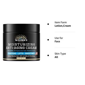 Men's Face Moisturizer Cream - Anti Aging & Wrinkle - Made in USA - Collagen, Hyaluronic Acid, Vitamins E & A, Avocado Oil - After Shave Lotion - Age Facial Skin Care - Day & Night Moisturizing, 2 oz