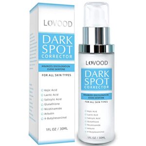 lovood dark spot corrector, dark spot remover for face and body serum formulated with advanced ingredients for hyperpigmentation, melasma, freckle, sun spots brown spots stubborn spots removal for all skin types, 1 fl.oz