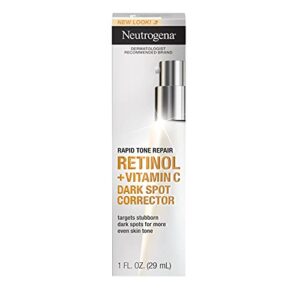 Neutrogena Rapid Tone Repair Retinol + Vitamin C Dark Spot Corrector Face Serum, Daily Anti-Wrinkle Retinol Dark Spot Corrector to Brighten & Even Tone, Mineral-Oil & Dye-Free, 1 oz