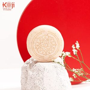 Koji White Kojic Acid Bump Eraser Body Scrub Soap for Exfoliation Butt, Elbow, Underarm with Glutathione, Coenzyme Q10, Skin Brightening for Fade Dark Spots, Fine Lines and Wrinkles, 2.82 oz (2 Bars)