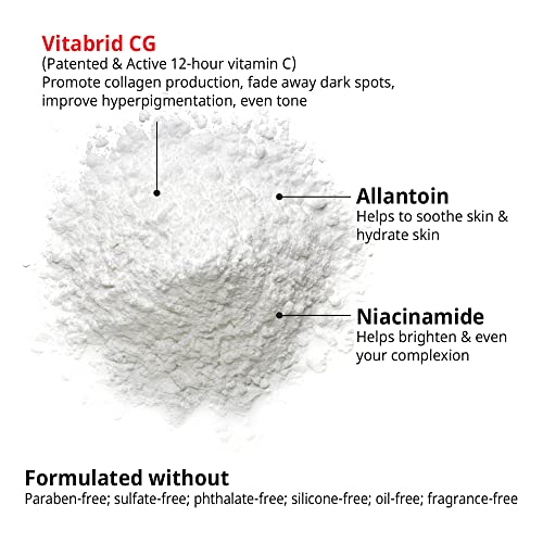 Vitabrid C¹² FACE Brightening dark spot corrector, 12-hour active vitamin C powder, one of the eight innovative technologies, award winning, add into favorite serum/moisturizer, minimize irritation, clinically proven