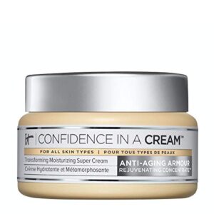 it cosmetics confidence in a cream – facial moisturizer – reduces the look of wrinkles & pores, visibly brightens skin – with hyaluronic acid & collagen – 2.0 fl oz