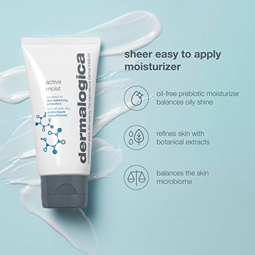 Dermalogica Active Moist - Oil-Free Lightweight Face Moisturizer - Helps Improve Skin Texture and Combat Surface Dehydration for Women and Men 3.4 Fl Oz