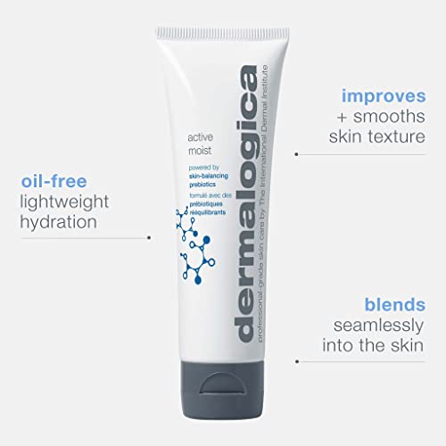 Dermalogica Active Moist - Oil-Free Lightweight Face Moisturizer - Helps Improve Skin Texture and Combat Surface Dehydration for Women and Men 3.4 Fl Oz