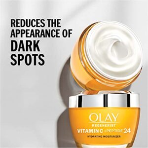 Olay Regenerist Vitamin C + Peptide 24 Brightening Face Moisturizer for Brighter Skin, Lightweight anti-aging cream for dark spots, Includes Olay Whip Travel size for dry
