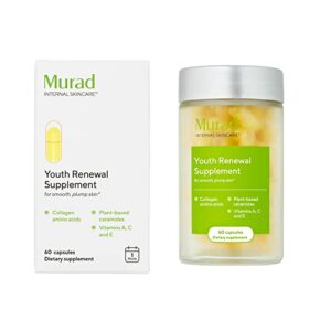 murad youth renewal supplement – anti-aging beauty supplement for smooth, plump skin – collagen and ceramides reduce wrinkles and fine lines from within, 60 capsules – 30 day supply