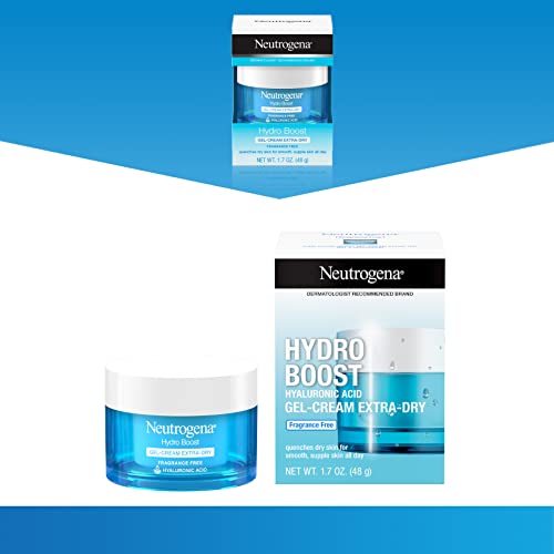 Neutrogena Hydro Boost Face Moisturizer with Hyaluronic Acid for Extra Dry Skin, Fragrance Free, Oil-Free, Non-Comedogenic Gel Cream Face Lotion, 1.7 oz