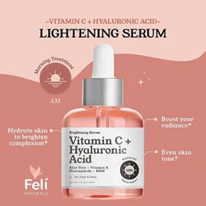 FELI Intensive AM/PM Dark Spot Corrector Treatment - Overnight Kojic Acid Dark Spot Remover for Face/Body + Vitamin C Skin Brightening Discoloration Correcting Serum Acne Scar Treatment for Face