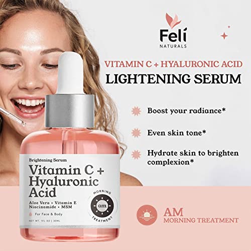 FELI Intensive AM/PM Dark Spot Corrector Treatment - Overnight Kojic Acid Dark Spot Remover for Face/Body + Vitamin C Skin Brightening Discoloration Correcting Serum Acne Scar Treatment for Face