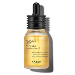 cosrx propolis ampoule, glow boosting serum for face with 73.5% propolis extract, 1.01 fl.oz / 30ml, hydrating essence for sentsitive skin, fine lines, uneven skintone, not tested on animals, no parabens, no sulfates, no phthalates, korean skincare
