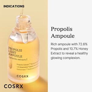 COSRX Propolis Ampoule, Glow Boosting Serum for Face with 73.5% Propolis Extract, 1.01 fl.oz / 30ml, Hydrating Essence for Sentsitive Skin, Fine Lines, Uneven Skintone, Not Tested on Animals, No Parabens, No Sulfates, No Phthalates, Korean Skincare