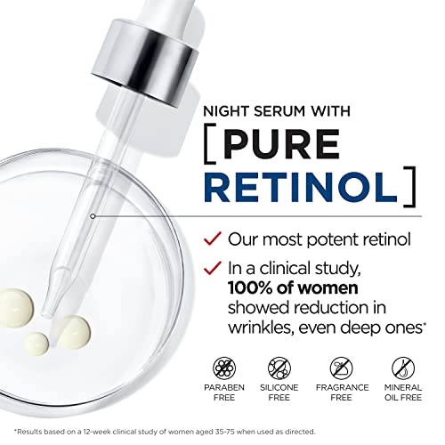 L'Oreal Paris Revitalift 0.3% Pure Retinol Night Serum, to Visibly Reduce Wrinkles, Even Deep Ones, Fragrance Free 1 oz + Moisturizer Sample