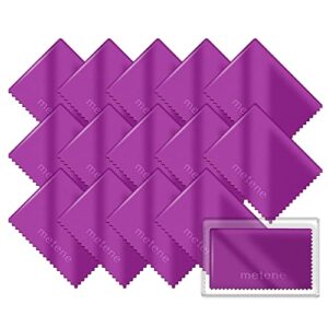 metene 15 pack microfiber cleaning cloths (6″x7″) in individual vinyl pouches | glasses cleaning cloth for eyeglasses, phone, screens, camera lens and other delicate surfaces cleaner (purple)