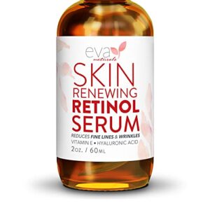 Eva Naturals Retinol Serum for Face with Hyaluronic Acid, Vitamin E & Organic Aloe - Retinol Face Serum that Reduce Wrinkles, Fine Lines & Dark Spots - Vitamin A, Anti Aging Serum (Double Sized 2oz Bottle)