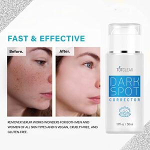 TOTCLEAR Dark Spot Remover For face and Body, Dark Spot Corrector Serums for Skin Care, Advanced Formula with Effective and Safe Ingredients for All Skin Types 1.7fl oz (Clear)