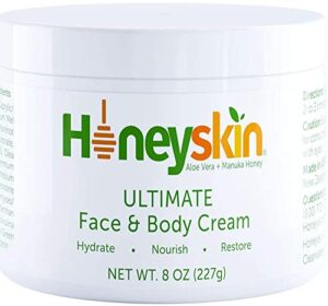 hydrating face moisturizer for women and men with manuka honey and coconut oil – face cream and body lotion for dry skin, eczema cream, psoriasis cream – rosacea treatment for face – made in usa (8oz)