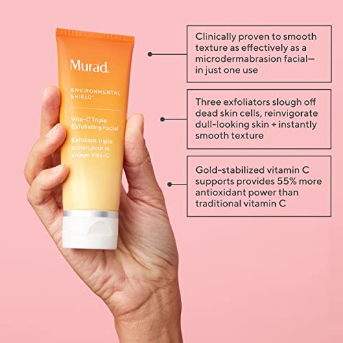 Murad Environmental Shield Vita-C Triple Exfoliating Facial – Exfoliating Facial Scrub with Antioxidant Gold Stabilized Vitamin C – Smoothing & Brightening, 2.7 Fl Oz