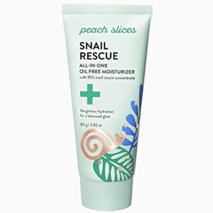 peach slices | snail rescue all-in-one oil free face moisturizer | 95% snail mucin | lightweight, long-lasting hydration | silicone-free | face cream | skin care | clean & cruelty-free | 2.82 oz