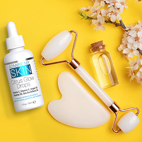 Admire My Skin Vitamin C Oil for Face Gua Sha Massage - Organic Facial Oil for Glowing Skin with Vitamin E Oil + Argan Oil + Rosehip Oils - This Oil for Face Provides You With A Dewy, Youthful Glow