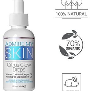 Admire My Skin Vitamin C Oil for Face Gua Sha Massage - Organic Facial Oil for Glowing Skin with Vitamin E Oil + Argan Oil + Rosehip Oils - This Oil for Face Provides You With A Dewy, Youthful Glow