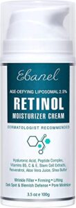 ebanel 2.5% retinol cream for face moisturizer with peptide, hyaluronic acid, anti aging wrinkle night cream, skin tightening firming cream for face and neck, minimizes dark spot, age spot, acne scar