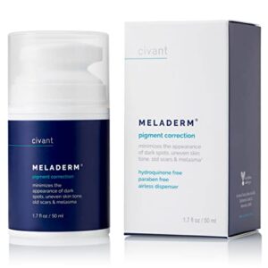 Civant Meladerm Pigment Correction Cream - For Dark Spots, Uneven Skin Tone, Hyperpigmentation, Age Spots, Old Scars & Melasma - Paraben Free, Cruelty Free & Vegan, 1.7 fl oz