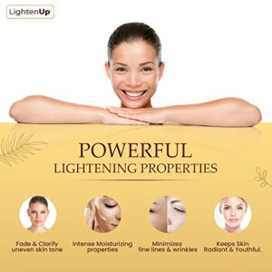 Lightenup Anti-Aging, Skin Brightening Cream - 4.4 fl oz / 100 ml - Dark Spots Corrector for Face & Body, Helps to reduce Hyperpigmentation, with Argan Oil and Shea Butter