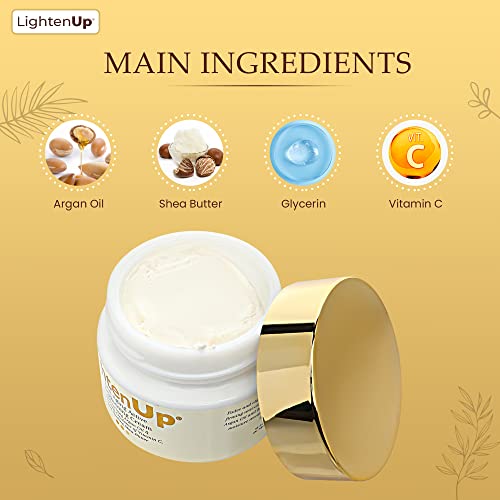 Lightenup Anti-Aging, Skin Brightening Cream - 4.4 fl oz / 100 ml - Dark Spots Corrector for Face & Body, Helps to reduce Hyperpigmentation, with Argan Oil and Shea Butter