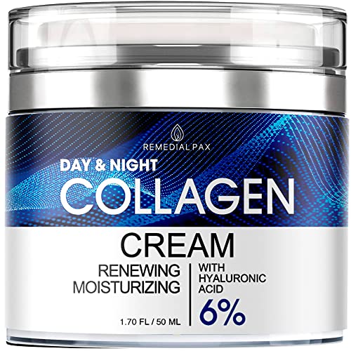 Collagen Cream for Face with Retinol and Hyaluronic Acid, Day and Night Anti Aging Skincare Facial Moisturizer, Hydrating Face Lotion, Moisturizing Cream to Reduce Wrinkles for Women Men, Made in USA